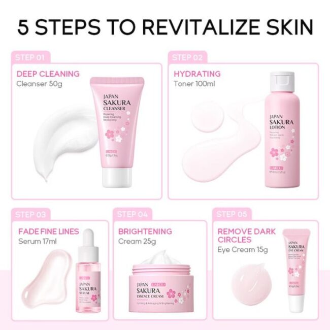 Laikou Japan Sakura Skincare Set -5Pcs