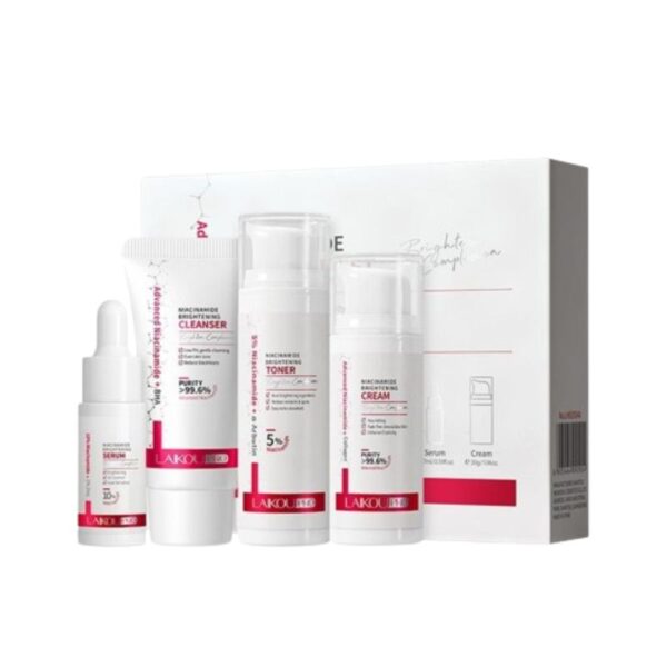 Laikou Pro Niacinamide Brightening Skincare Set-4 Pieces (Cleanser, Toner, Serum, Cream)
